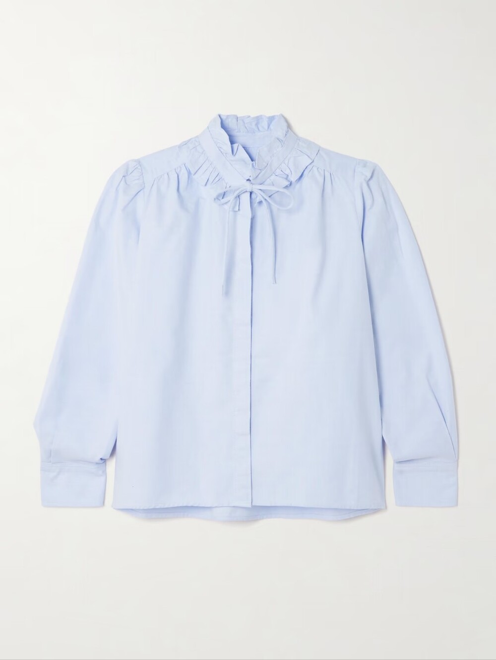 Citizens Of Humanity Calista Tie Detailed Ruffled Cotton Poplin Shirt Size Small